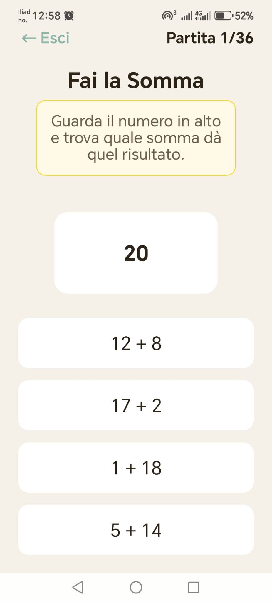Gioco Fai la somma Momorama